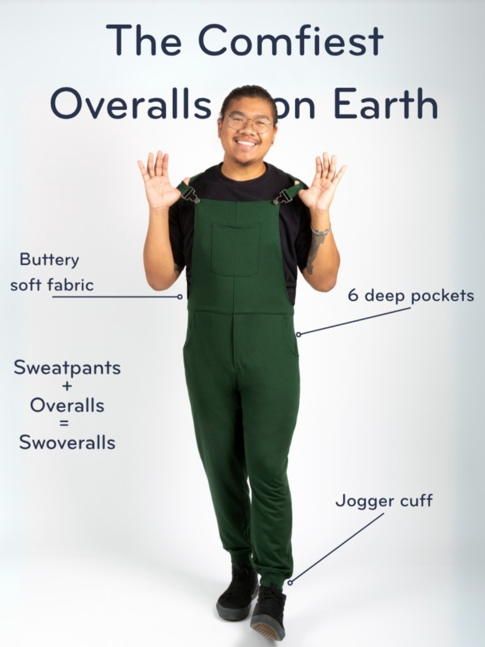Swoveralls Unisex Forest Green Overalls Size Small